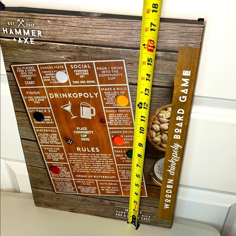 Hammer + Axe Wooden Drinkopoly Board Game New In Box